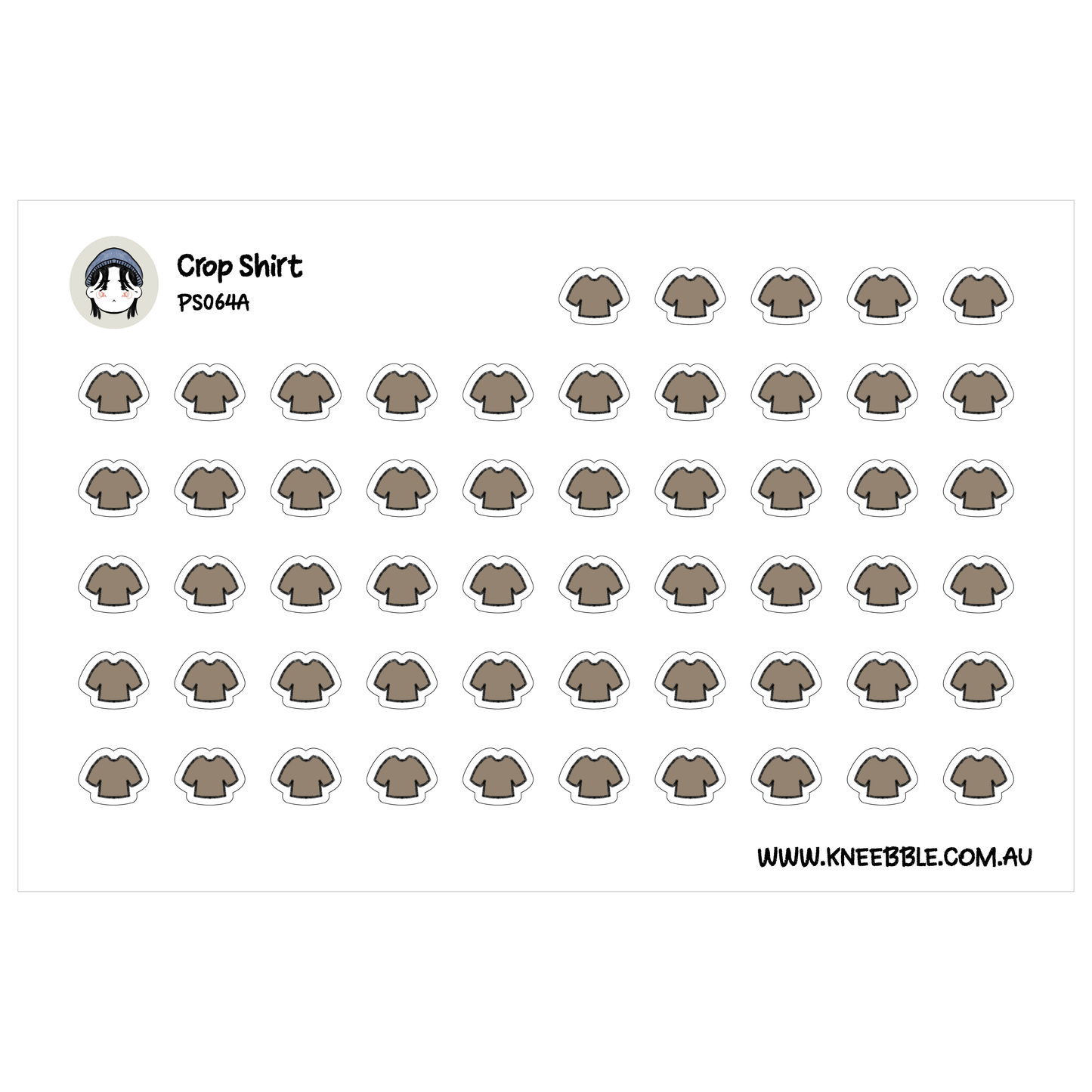 a grid of brown t-shirts, each with a unique design or pattern. The t-shirts are arranged in rows and columns, creating a visually organized and repetitive pattern.