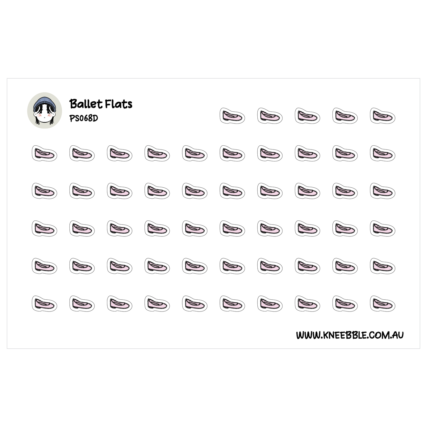 a grid of small, identical images of ballet flats, arranged in rows and columns.