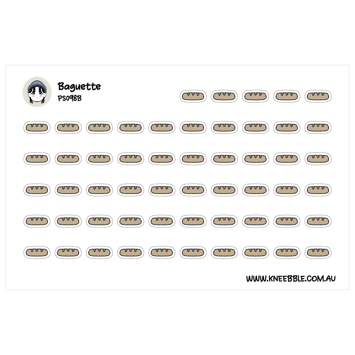 a grid of identical images of baguettes, arranged in rows and columns.