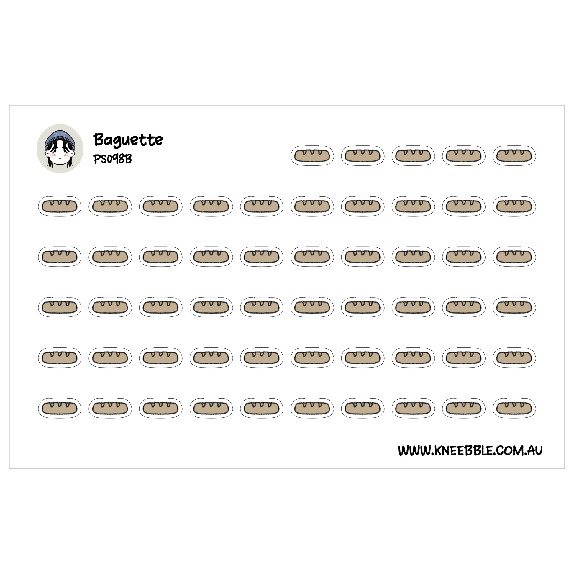 a grid of identical images of baguettes, arranged in rows and columns.