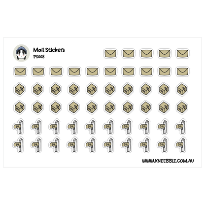 a collection of various postage-related icons and symbols, including envelopes, boxes, and mailboxes, arranged in rows and columns.