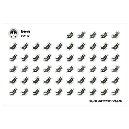 a grid of identical stickers, each featuring a green leaf-like design.