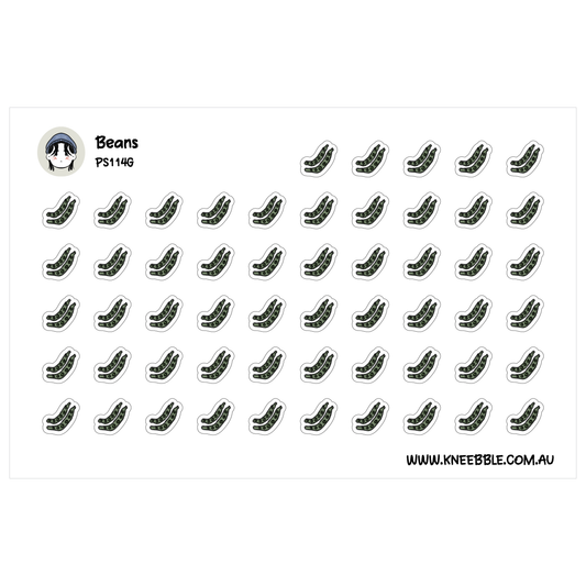 a grid of identical stickers, each featuring a green leaf-like design.