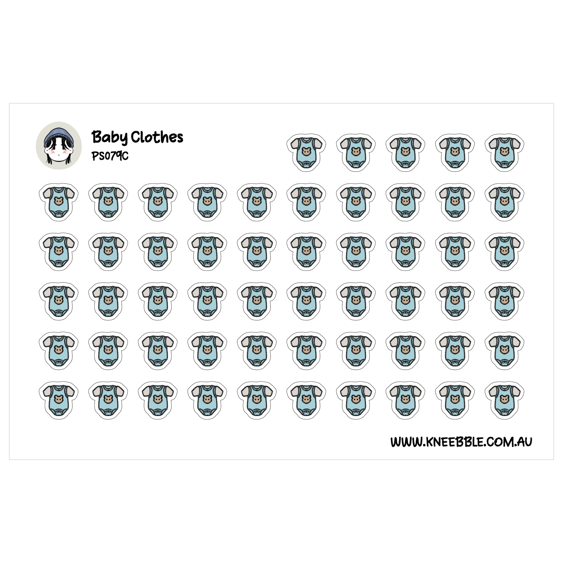 a grid of identical baby clothes icons, arranged in rows and columns.