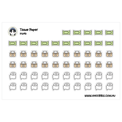 a collection of various tissue paper shapes and icons, including both colored and white tissue paper designs.