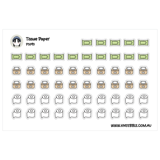 a collection of various tissue paper shapes and icons, including both colored and white tissue paper designs.