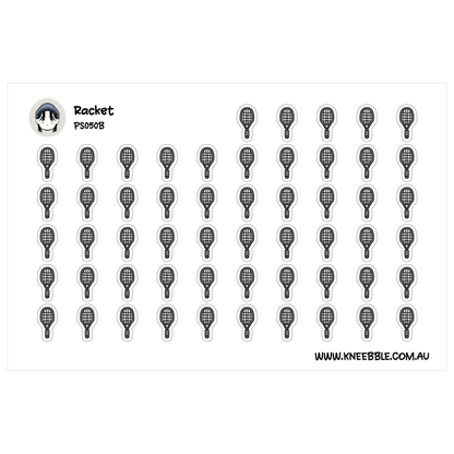 a grid of identical black and white tennis racket icons arranged in rows and columns.
