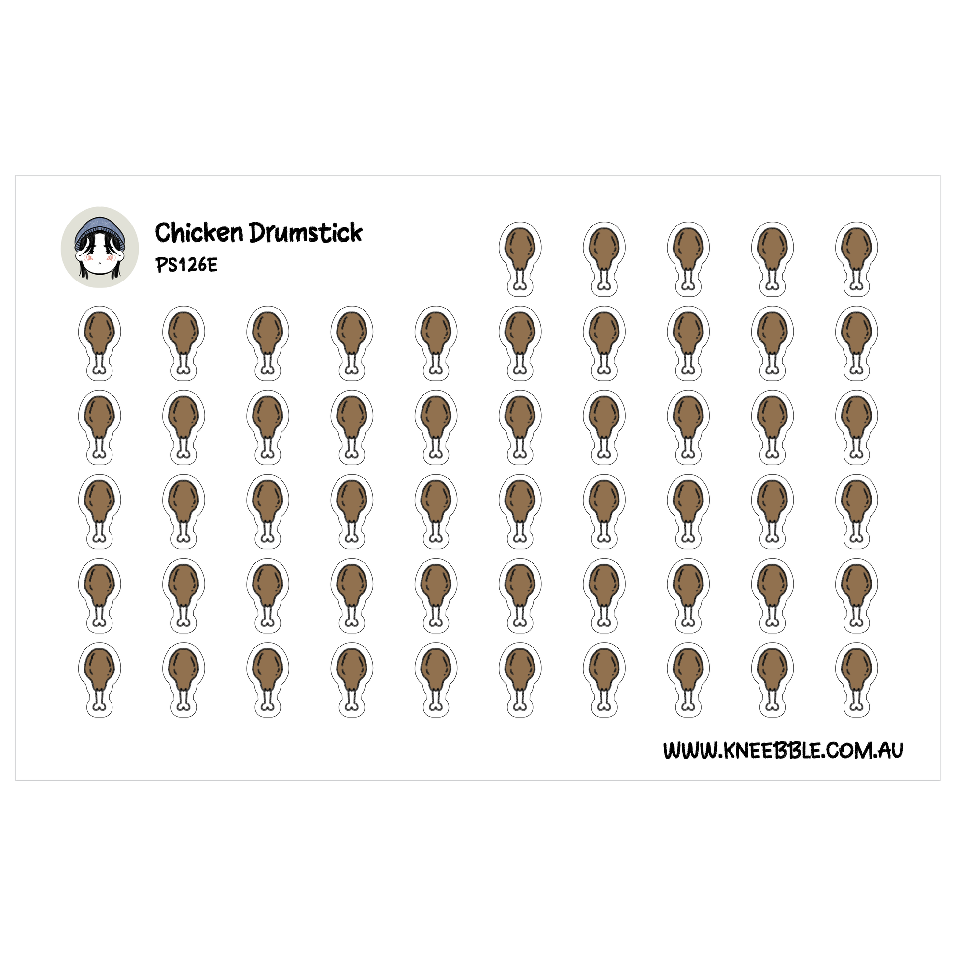 a grid of small, brown, stylized chicken drumstick icons arranged in rows and columns.