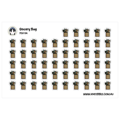 a grid of small brown grocery bag icons arranged in a 4x6 grid.