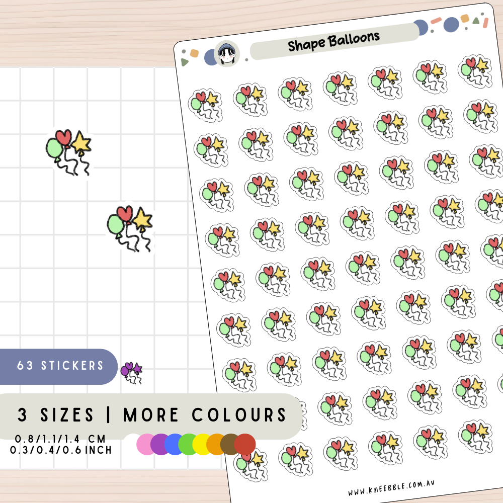 Shape Balloons Planner Stickers