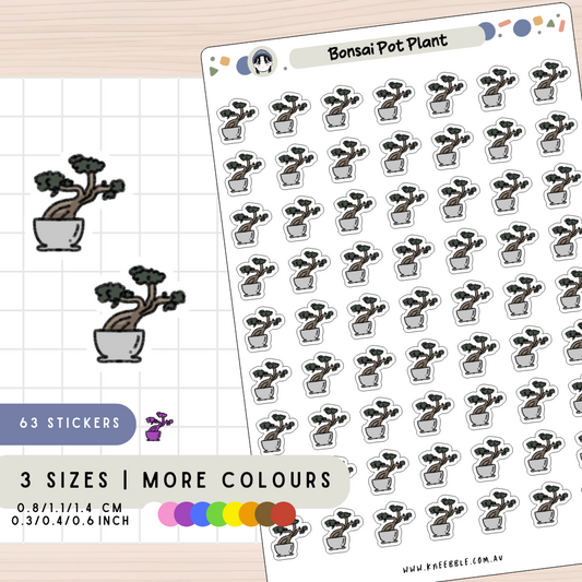 Japanese Bonsai Tree Pot Plant Planner Stickers
