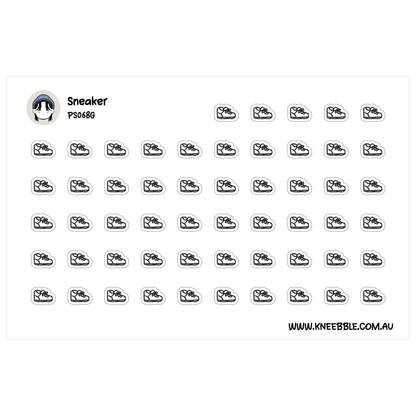 a grid of black and white icons, each depicting a sneaker. The icons are arranged in a repeating pattern, creating a visually cohesive design.