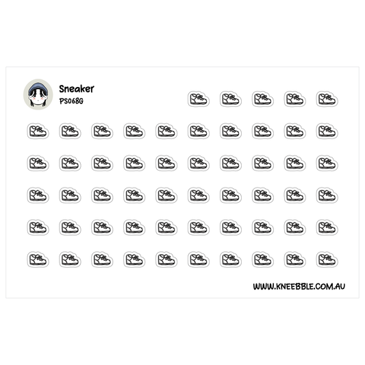 a grid of black and white icons, each depicting a sneaker. The icons are arranged in a repeating pattern, creating a visually cohesive design.