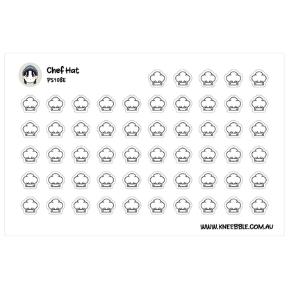 a grid of black and white chef hat icons arranged in rows and columns.