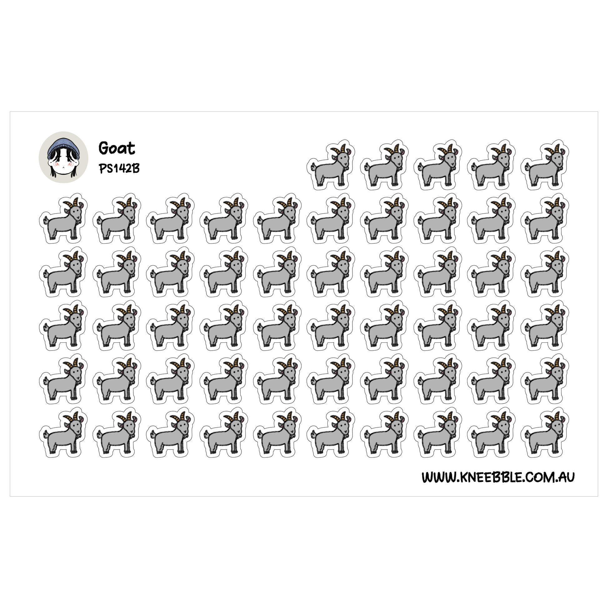 a grid of identical gray goat stickers arranged in a repeating pattern.