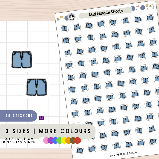 Mid Length Shorts Planner Stickers