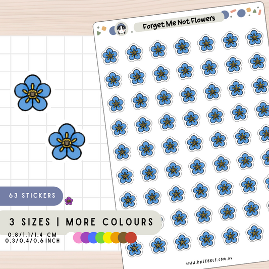 Forget Me Not Flower Planner Stickers