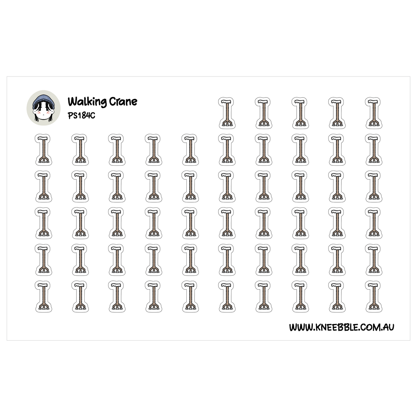 a grid of small icons or illustrations, which appear to be related to the concept of a "walking crane". The icons are arranged in rows and columns, creating a visually organized and structured layout.