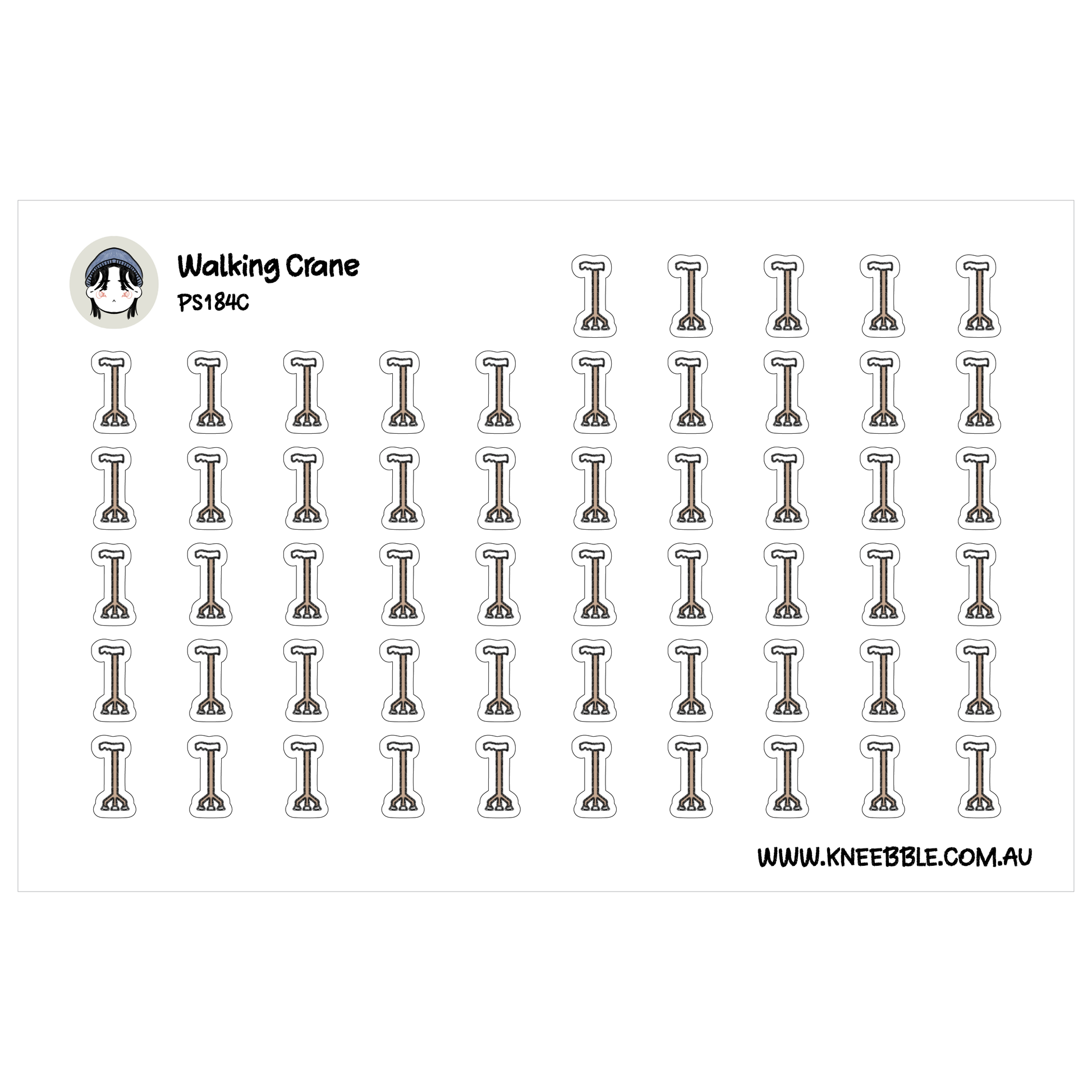 a grid of small icons or illustrations, which appear to be related to the concept of a "walking crane". The icons are arranged in rows and columns, creating a visually organized and structured layout.