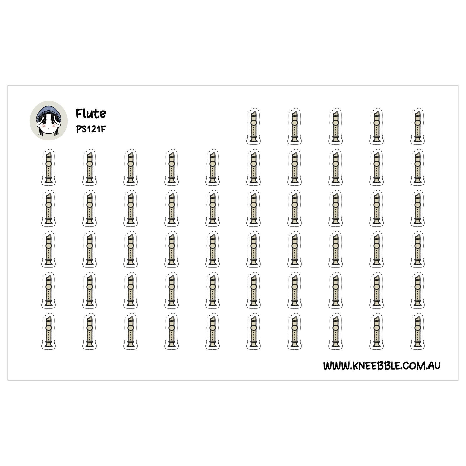 a grid of small white icons arranged in rows and columns, with the word "Flute" written above them.