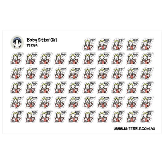 a grid of identical stickers featuring a cartoon-style illustration of a person sitting.