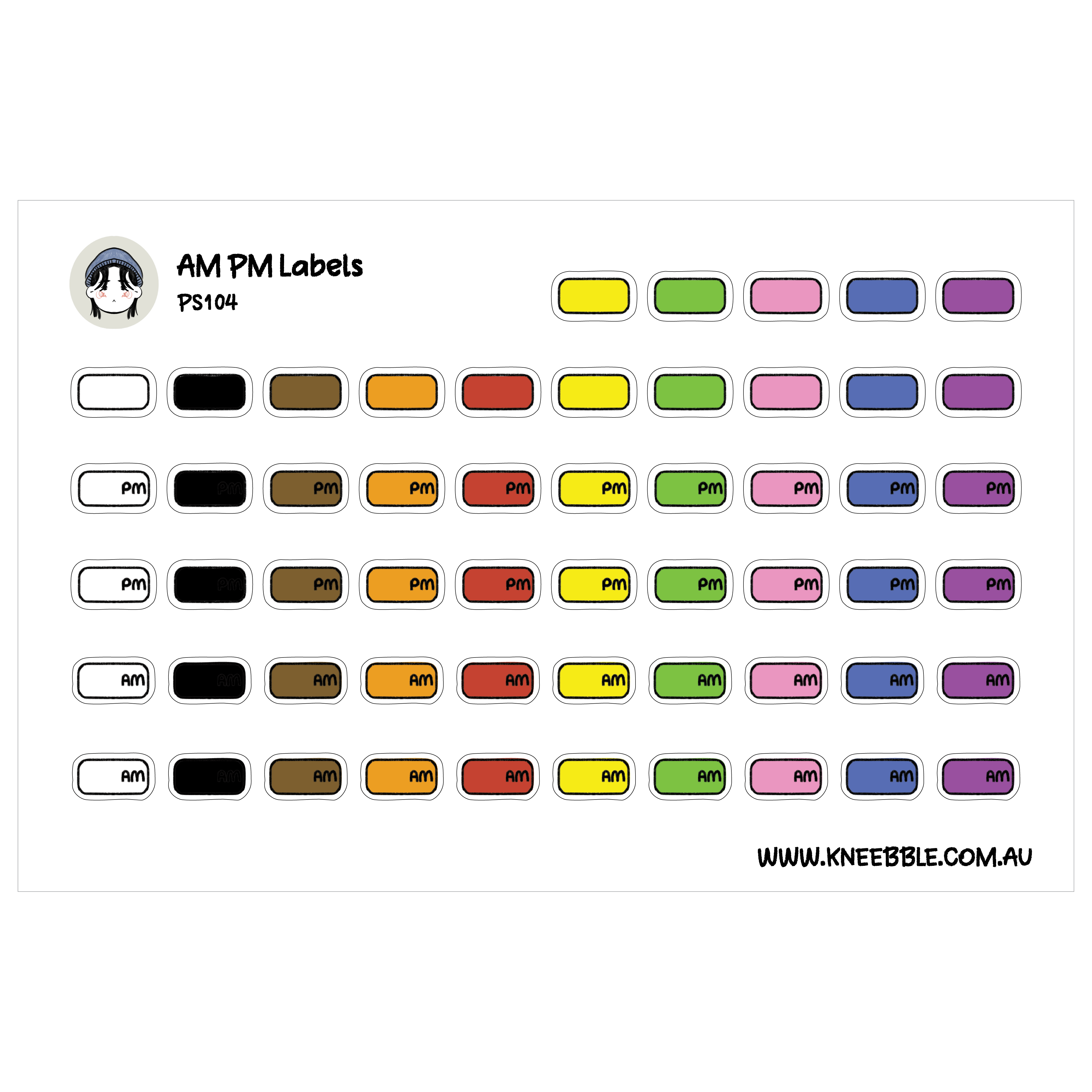 AM PM Labels Planner Stickers - Colourful Time Management Labels for ...