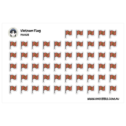 a grid of small red flags, each featuring a yellow star on a white background. The flags are arranged in rows and columns, creating a visually appealing pattern.