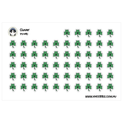 a grid of green clover stickers arranged in rows and columns.