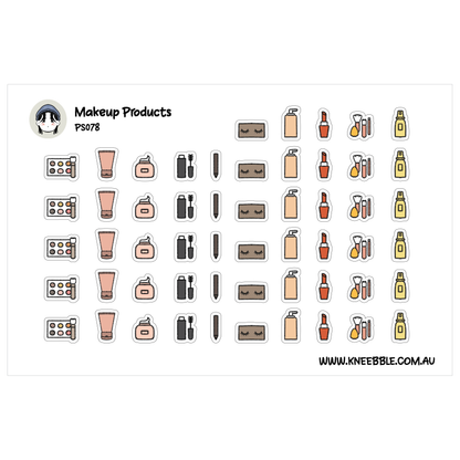 a collection of various makeup products, including lipsticks, eyeshadows, and other cosmetic items.