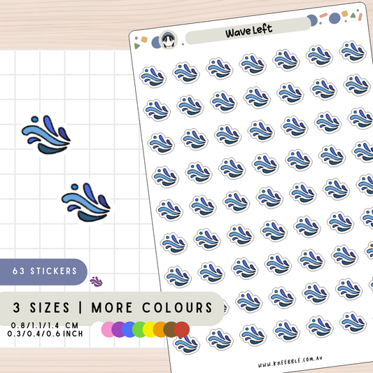 Wave Left Ocean Planner Stickers