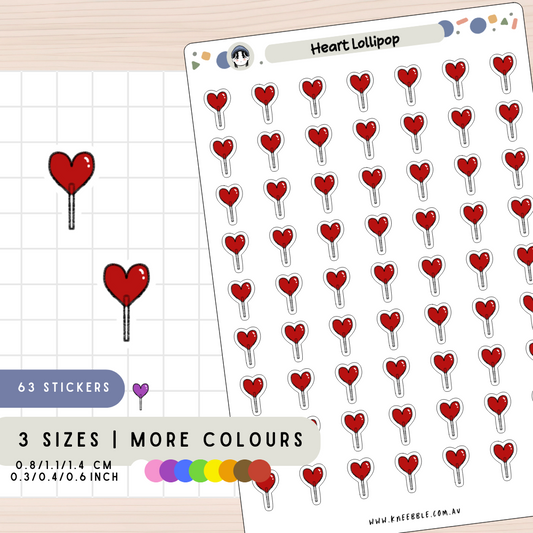 Heart Candy Lollipop Planner Stickers