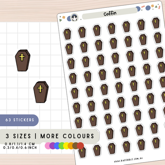 Coffin Cross Gothic Planner Stickers