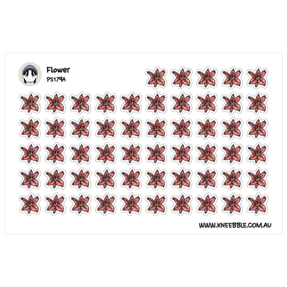 a grid of red flower stickers arranged in a visually pleasing pattern.