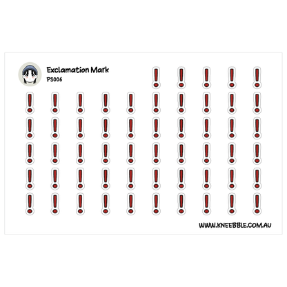 a grid of red exclamation marks, each one placed next to a white background.