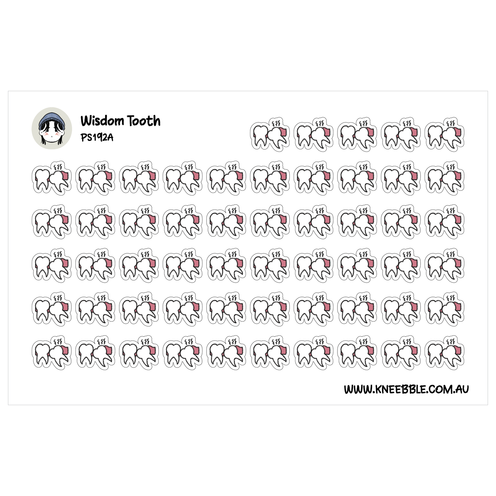 a grid of white tooth icons arranged in rows and columns, with each icon depicting a tooth. The image does not contain any text or additional objects, and the arrangement of the tooth icons is uniform across the entire image.