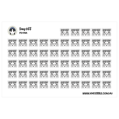 a grid of identical stickers with the word "Day Off" printed on them.