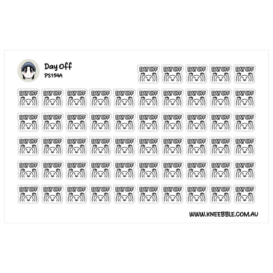 a grid of identical stickers with the word "Day Off" printed on them.