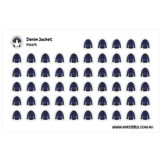 a grid of identical blue denim jackets, arranged in rows and columns.