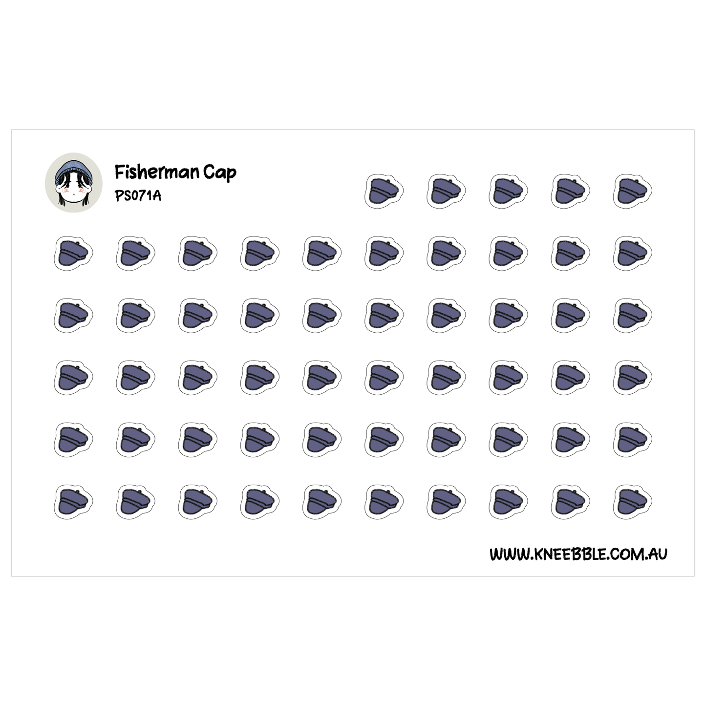 a grid of small blue and white stickers arranged in rows and columns.