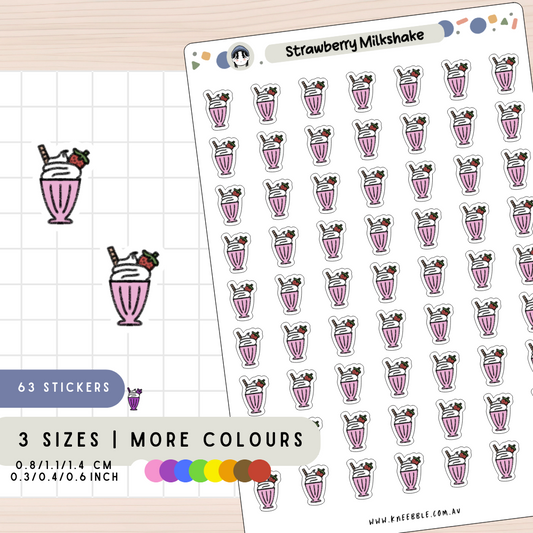 Strawberry Milkshake Drink Planner Stickers
