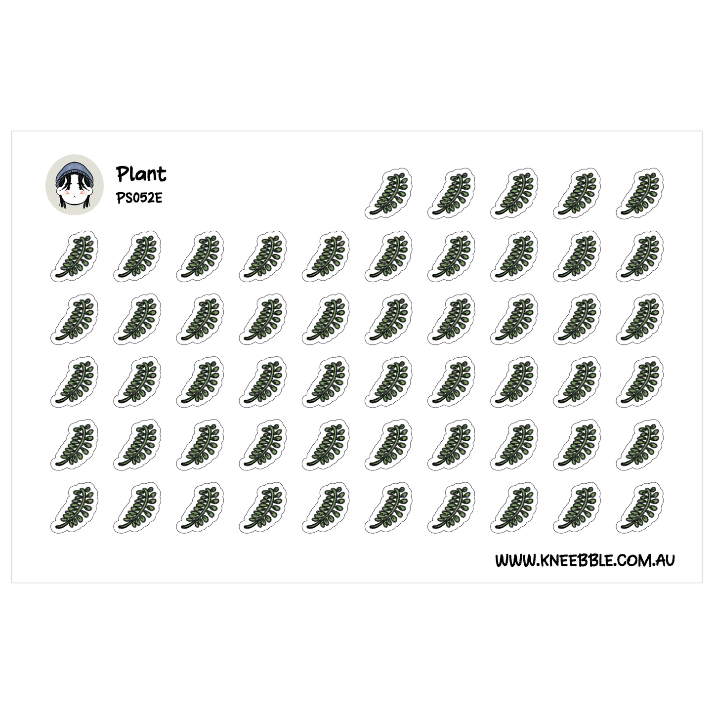 a grid of identical leaf-shaped stickers arranged in a repeating pattern.