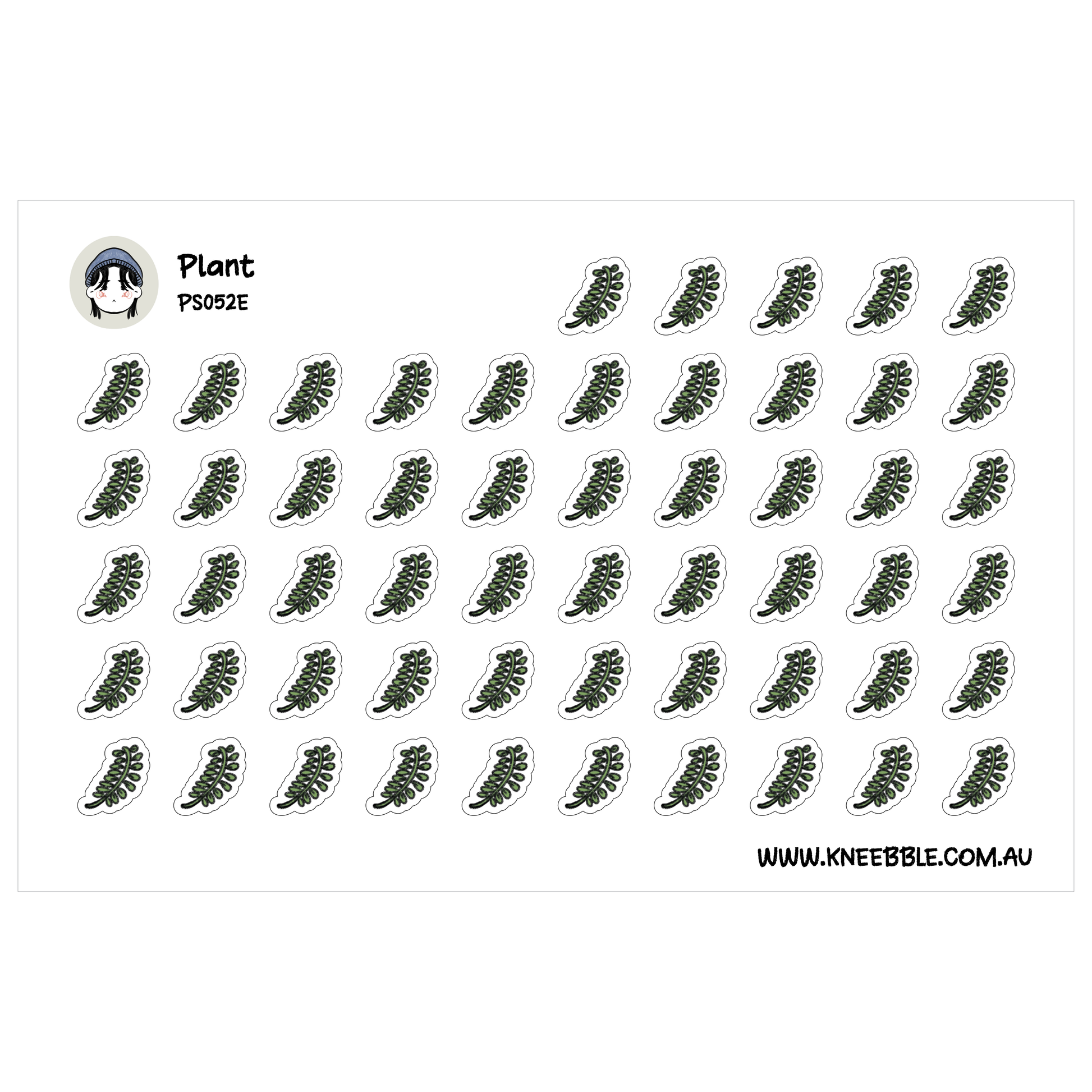 a grid of identical leaf-shaped stickers arranged in a repeating pattern.