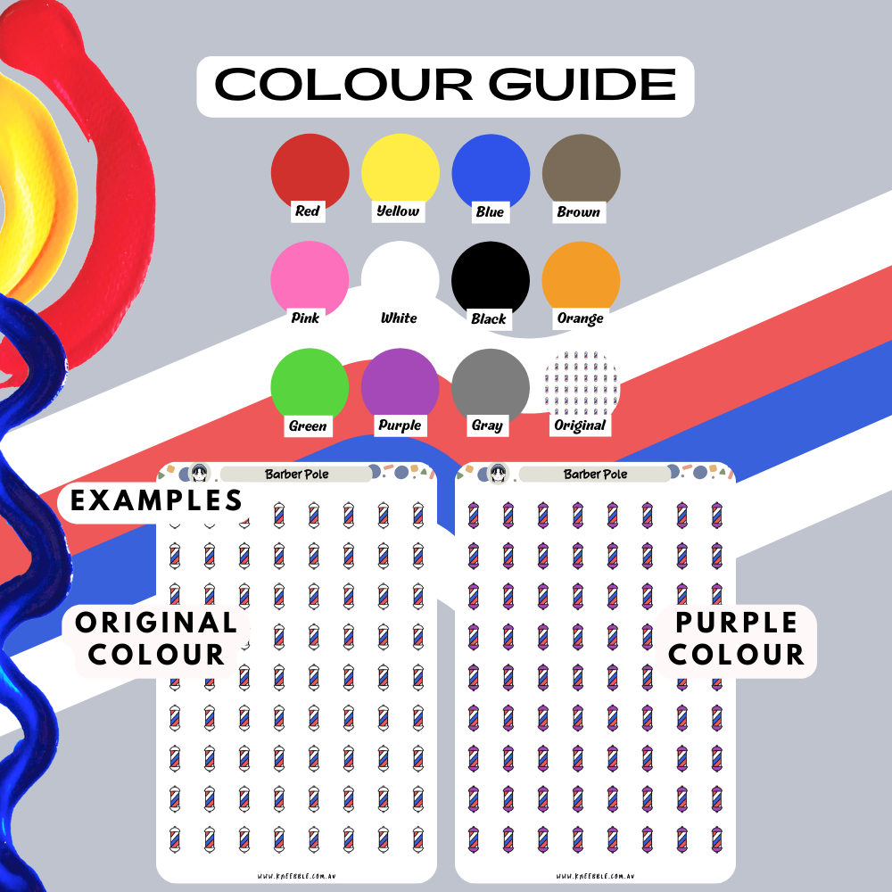 Colour Guide Kneebble Planner Stickers Barber Pole