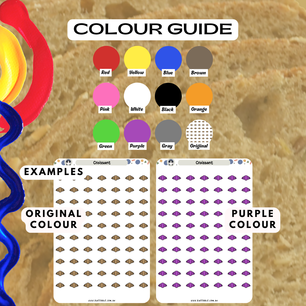 Colour Guide Kneebble Planner Stickers Croissant Bread