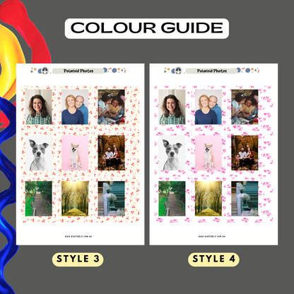 Colour Guide Kneebble Planner Stickers Custom Polaroid Photo Hearts Cherry Style