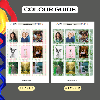 Colour Guide Kneebble Planner Stickers Custom Polaroid Photos Hearts Leaf Nature Style