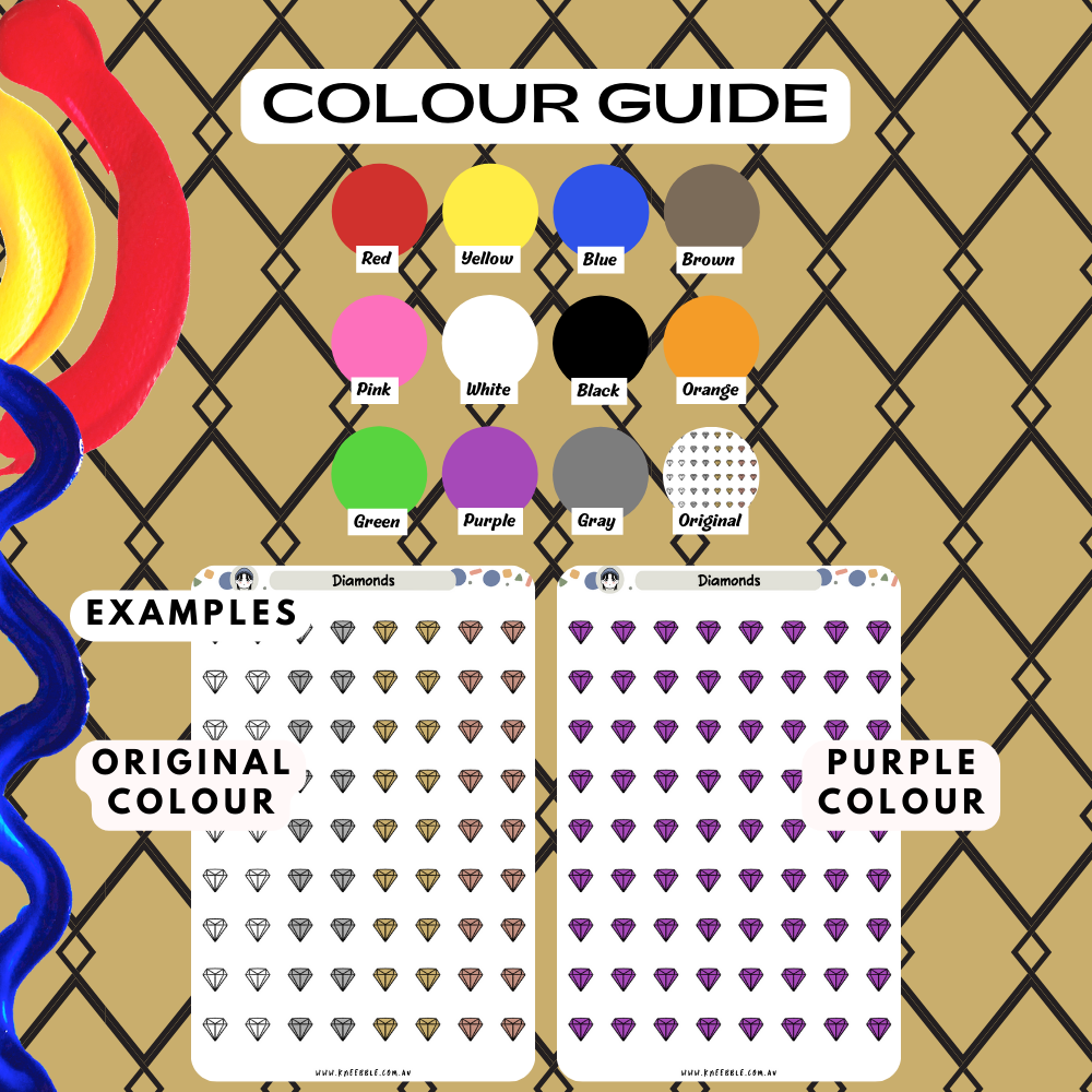 Colour Guide Kneebble Planner Stickers Diamond Jewel