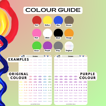 Colour Guide Kneebble Planner Stickers Dividers Organisation