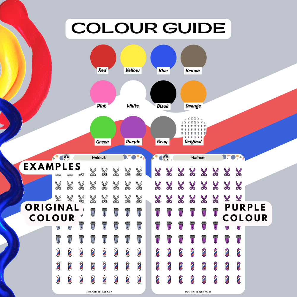 Colour Guide Kneebble Planner Stickers Haircut