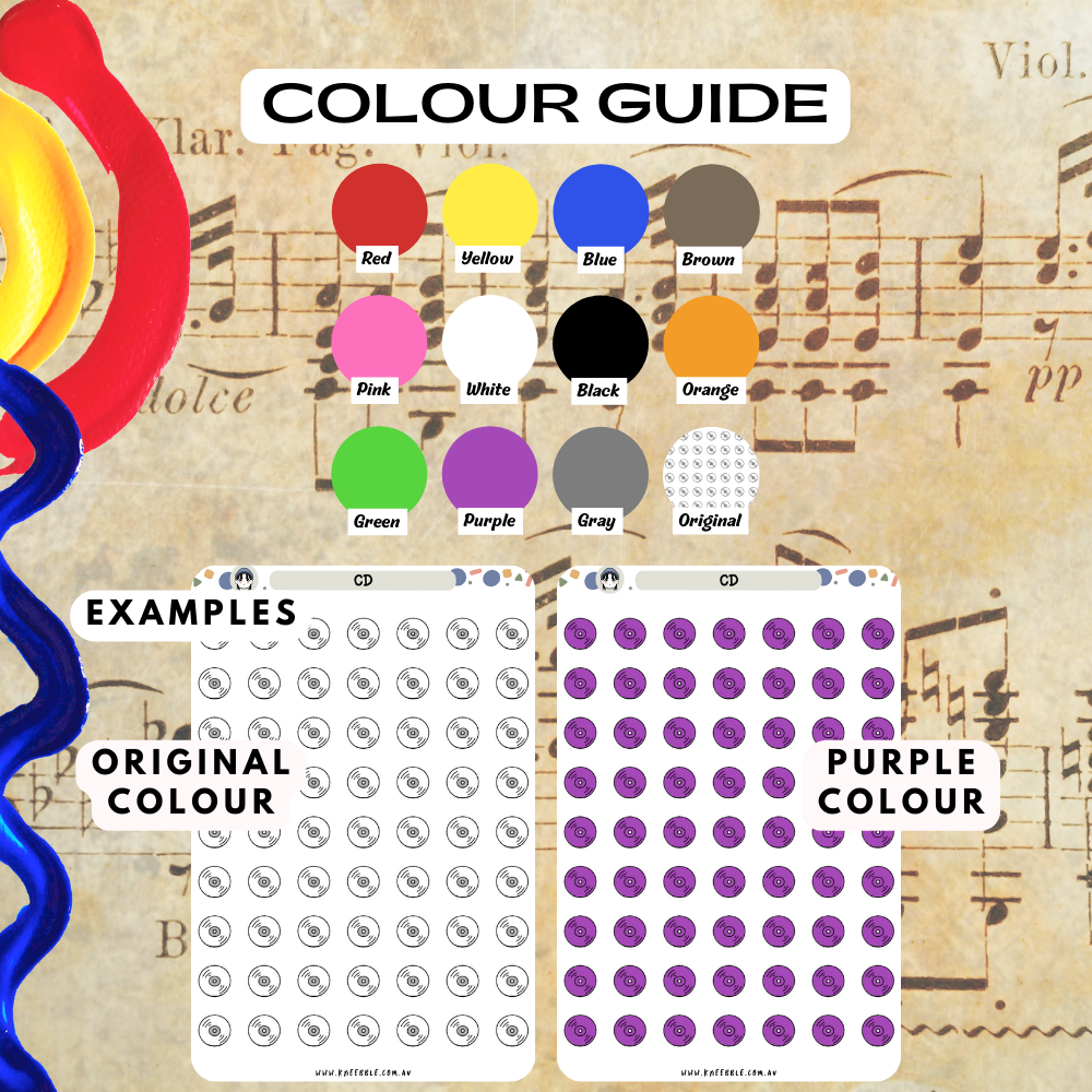 Colour Guide Kneebble Planner Stickers Music CD